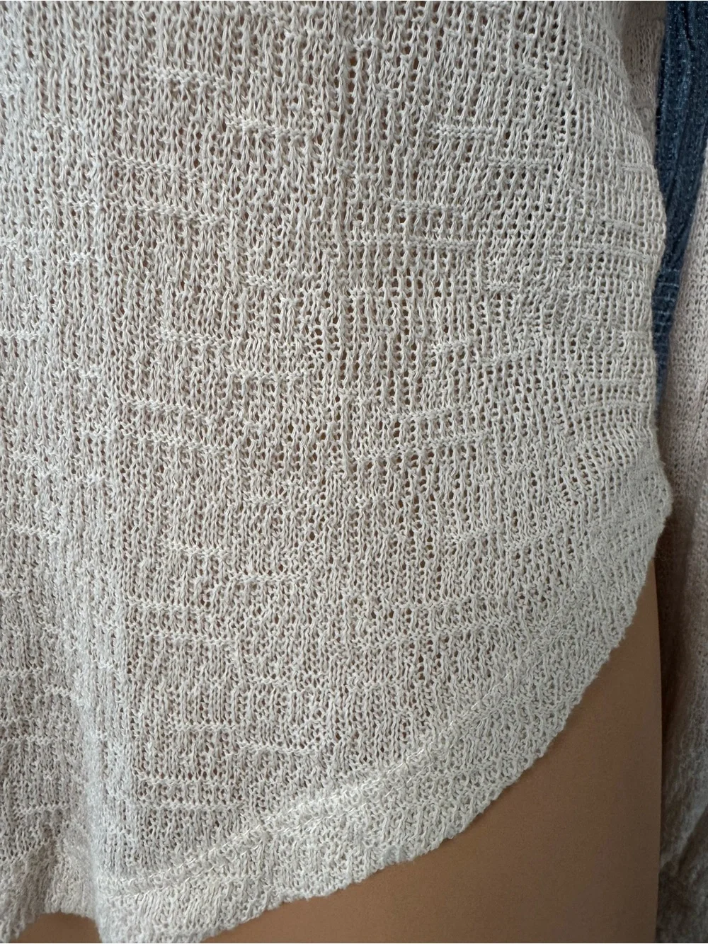 FREE PEOPLE Women’s Beige Lace-Yoke Henley Knit Top Size XS